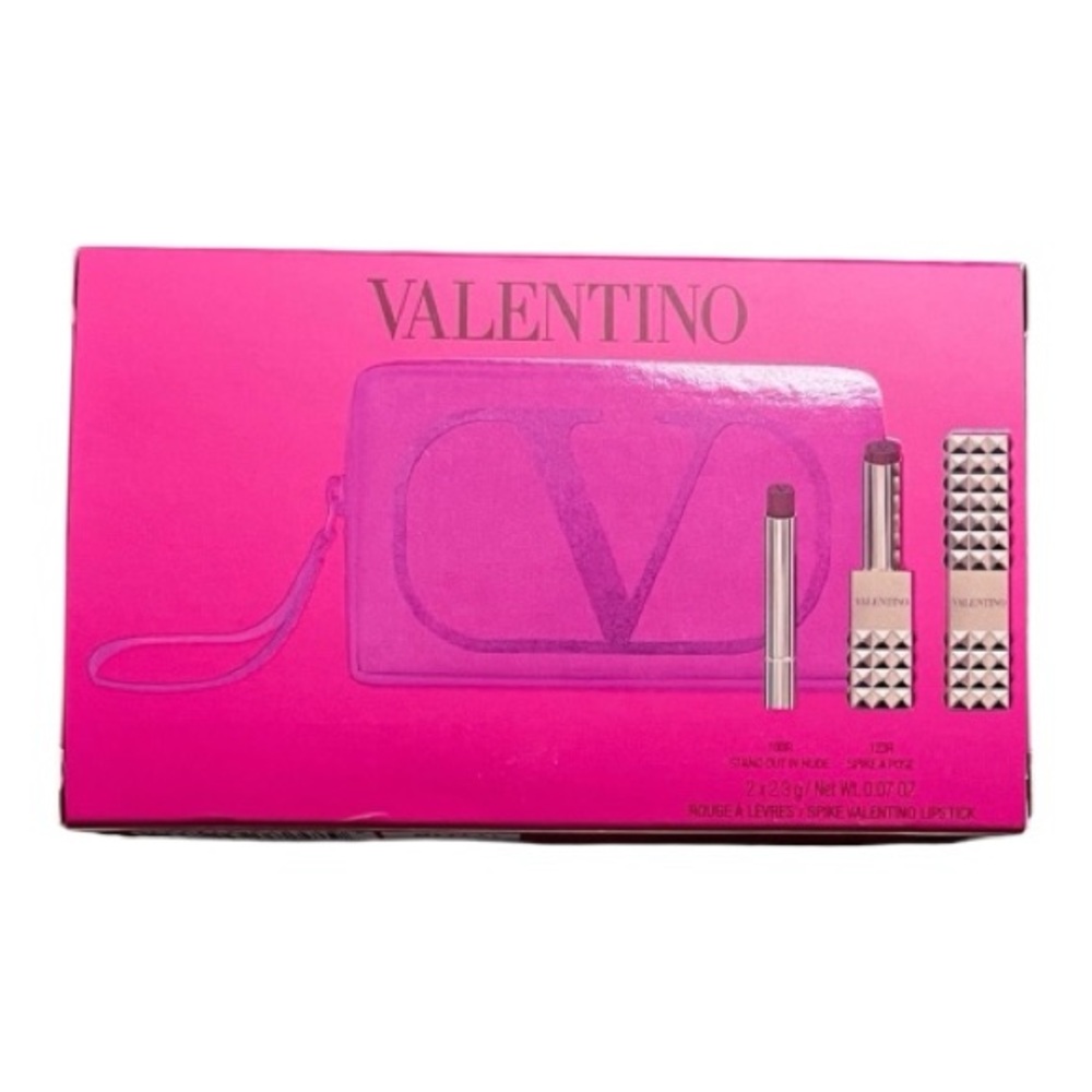 Valentino Vivid Pink Lipstick Collection w/ Cosmetic Bag